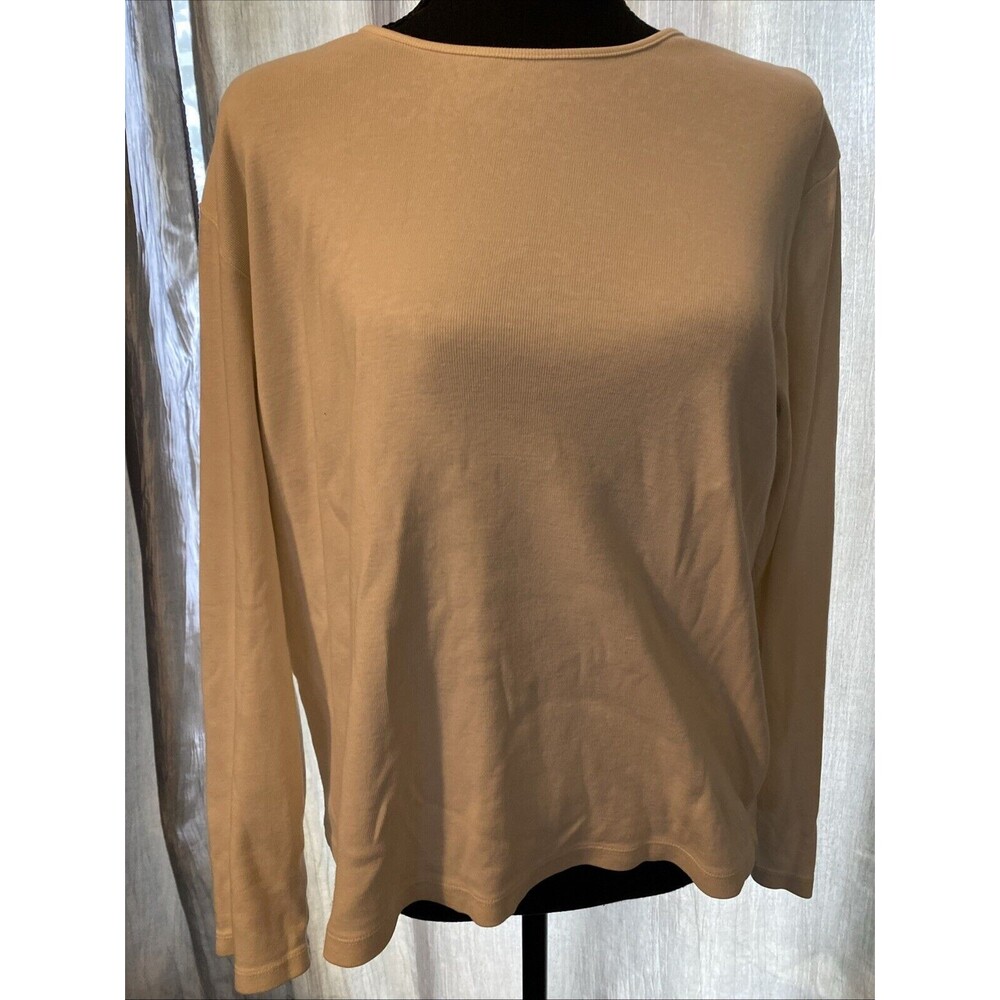 Pendleton T-Shirt Womens L Cream Crew Neck Long Sleeve Lightweight Jersey